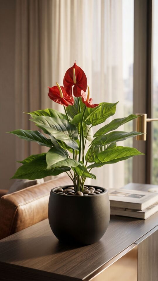 Yapay Anthurium Real Touch x 3 Flowers